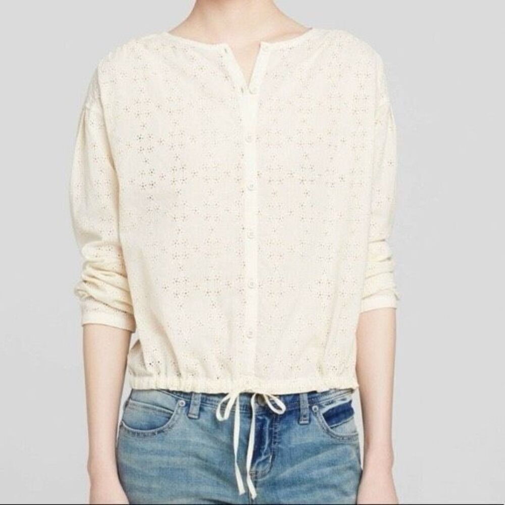 Free People Stars Align Button Front Top in Ivory Size M